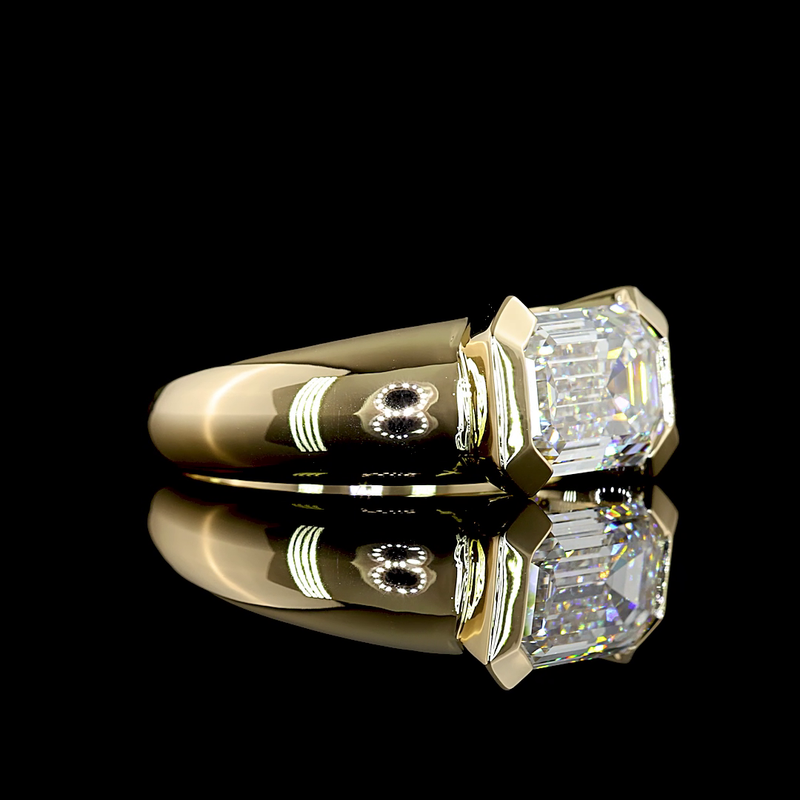 3ct Emerald Diamond Solitaire Engagement Ring