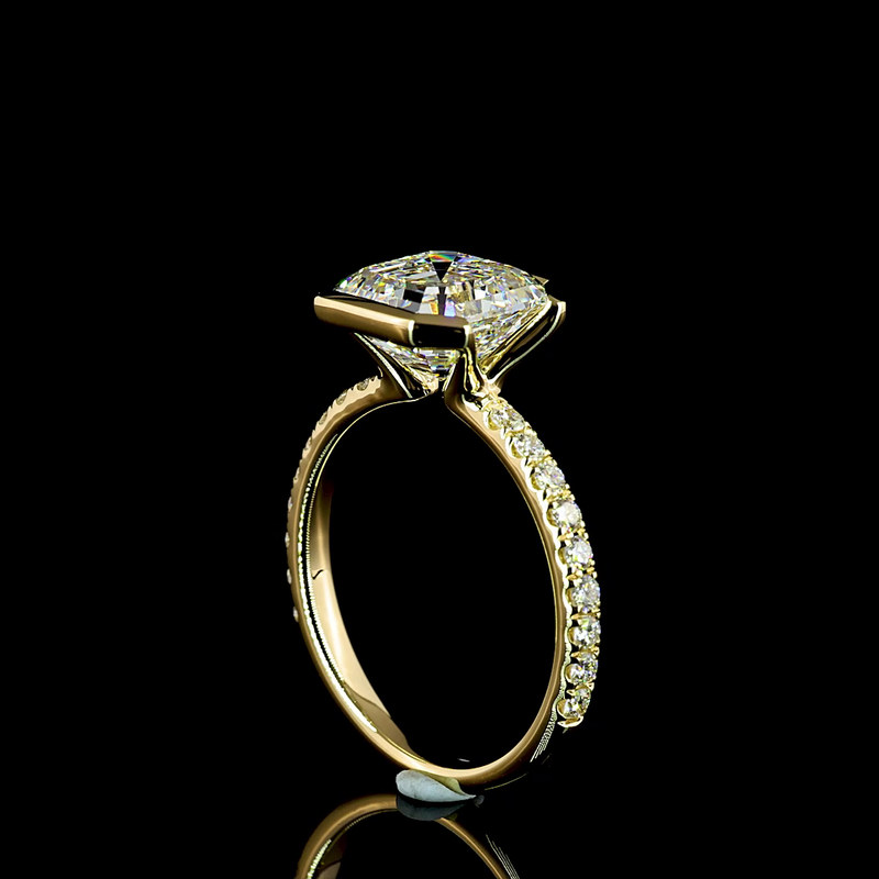 3ct Asscher Diamond Hidden Halo Engagement Ring
