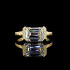 3ct Emerald Half Bezel Diamond Solitaire Engagement Ring