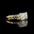 3ct Emerald Half Bezel Diamond Solitaire Engagement Ring