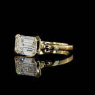 3ct Emerald Half Bezel Diamond Solitaire Engagement Ring