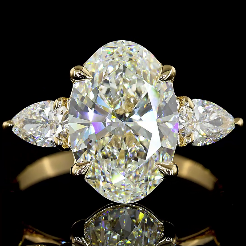 3ct Oval Diamond 3-Stone Engagement Ring