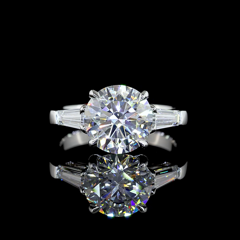 3ct Prong Round Three Stone Engagement Ring