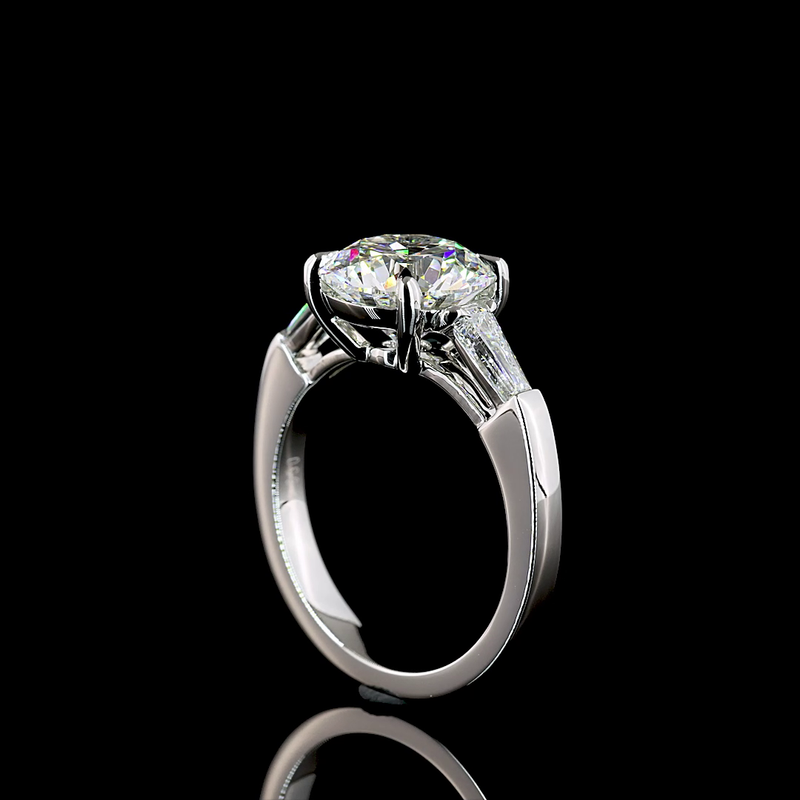 3ct Prong Round Three Stone Engagement Ring