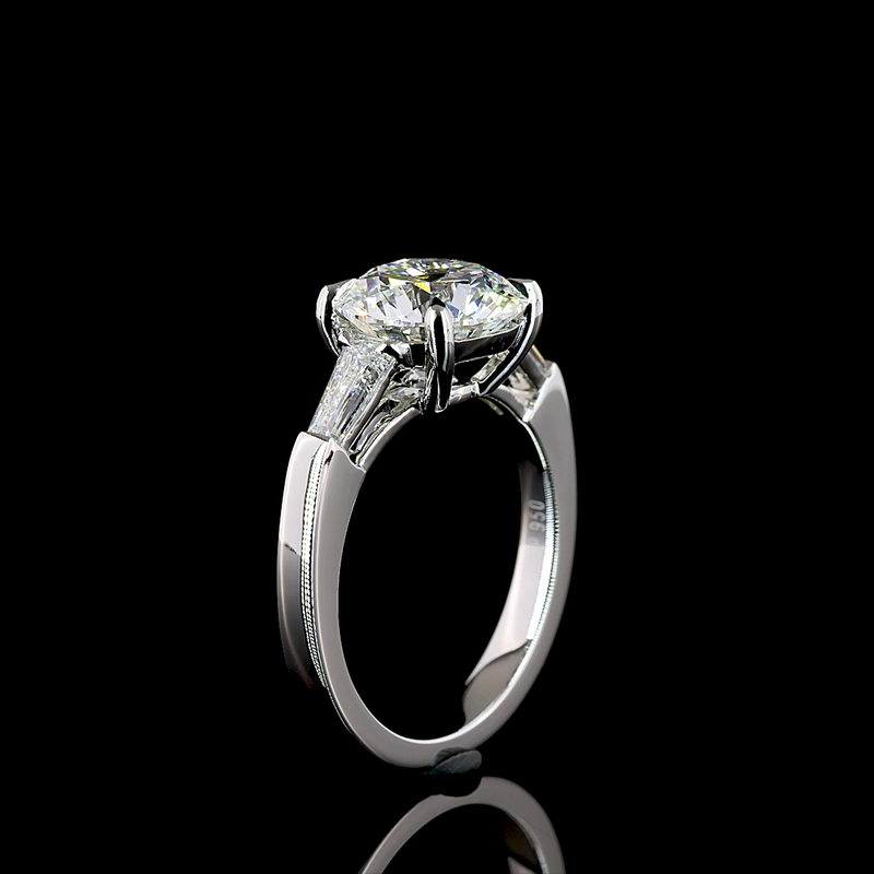 3ct Prong Round Three Stone Engagement Ring