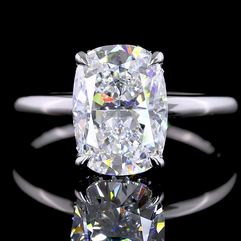 3ct Cushion Diamond Hidden Halo Engagement Ring