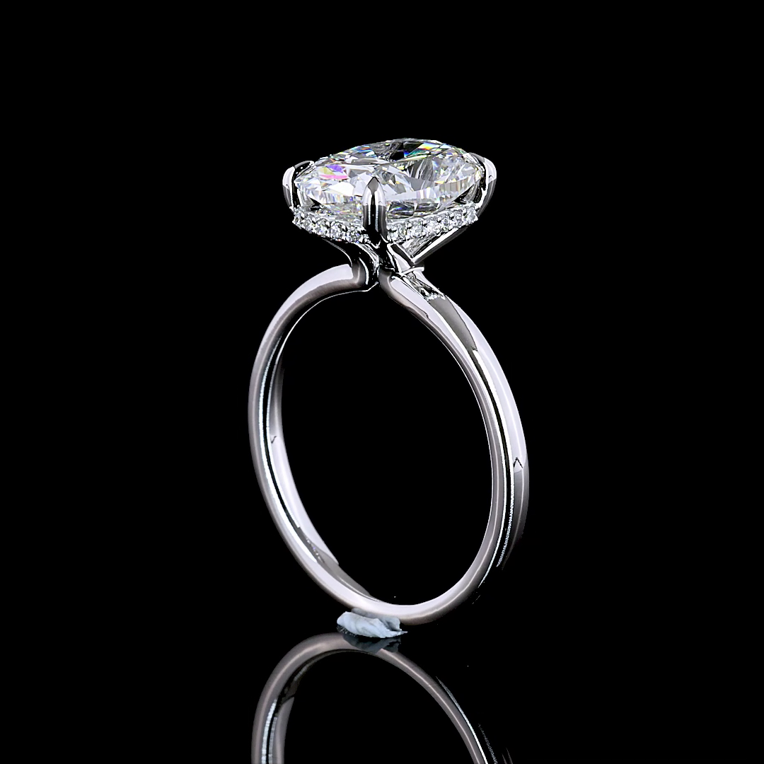 3ct Cushion Diamond Hidden Halo Engagement Ring