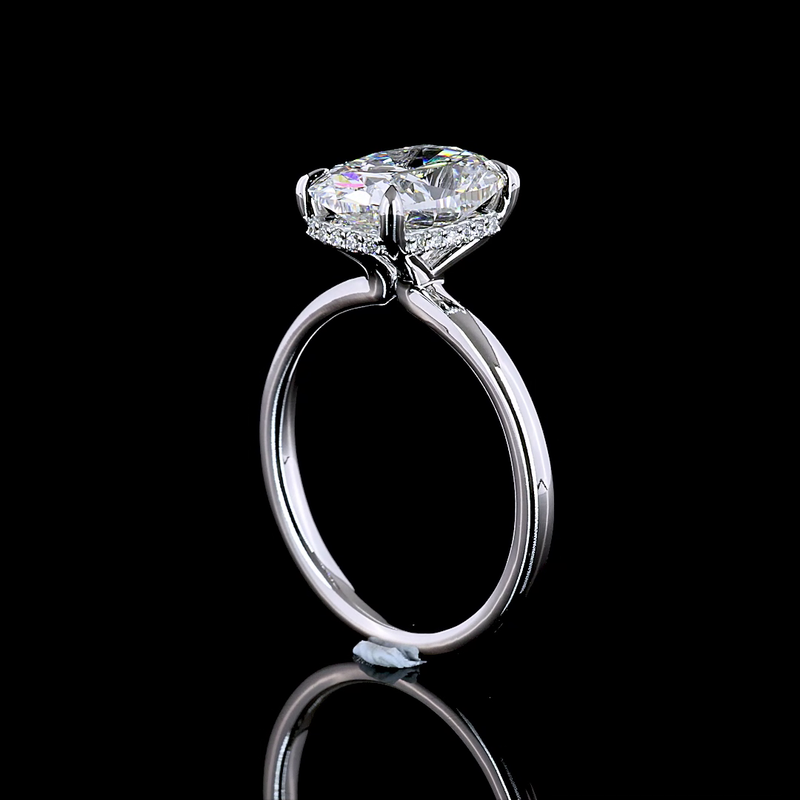 3ct Cushion Diamond Hidden Halo Engagement Ring