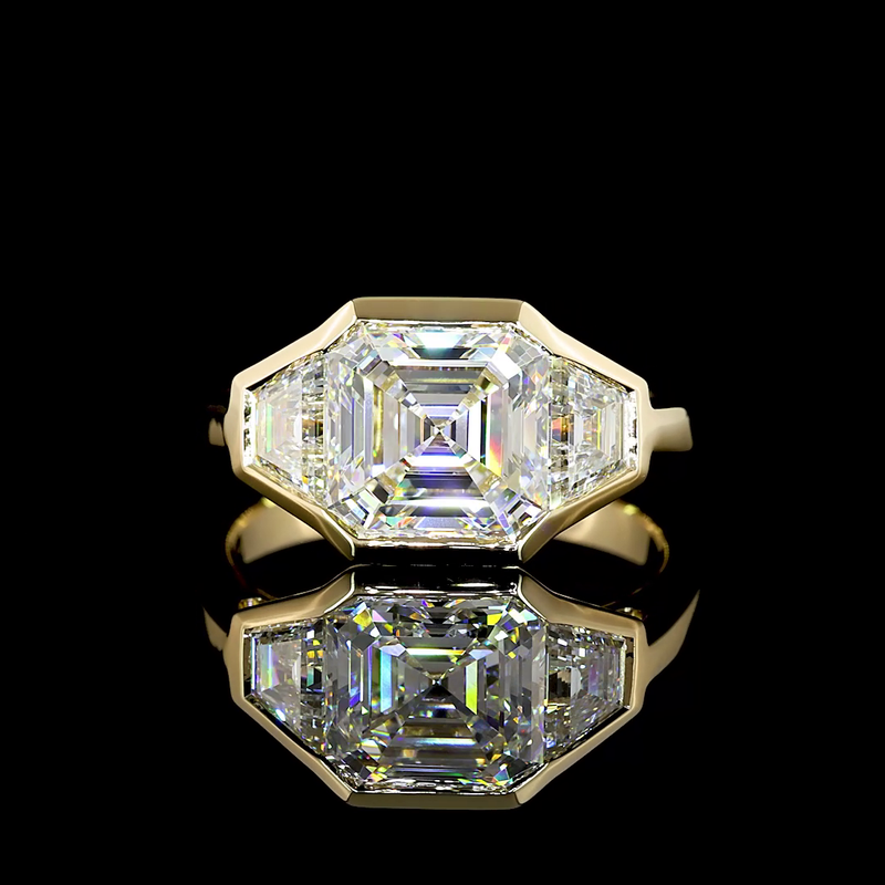 3ct Asscher Diamond 3-Stone Engagement Ring