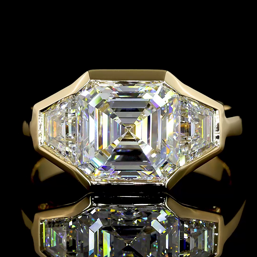 3ct Asscher Diamond 3-Stone Engagement Ring