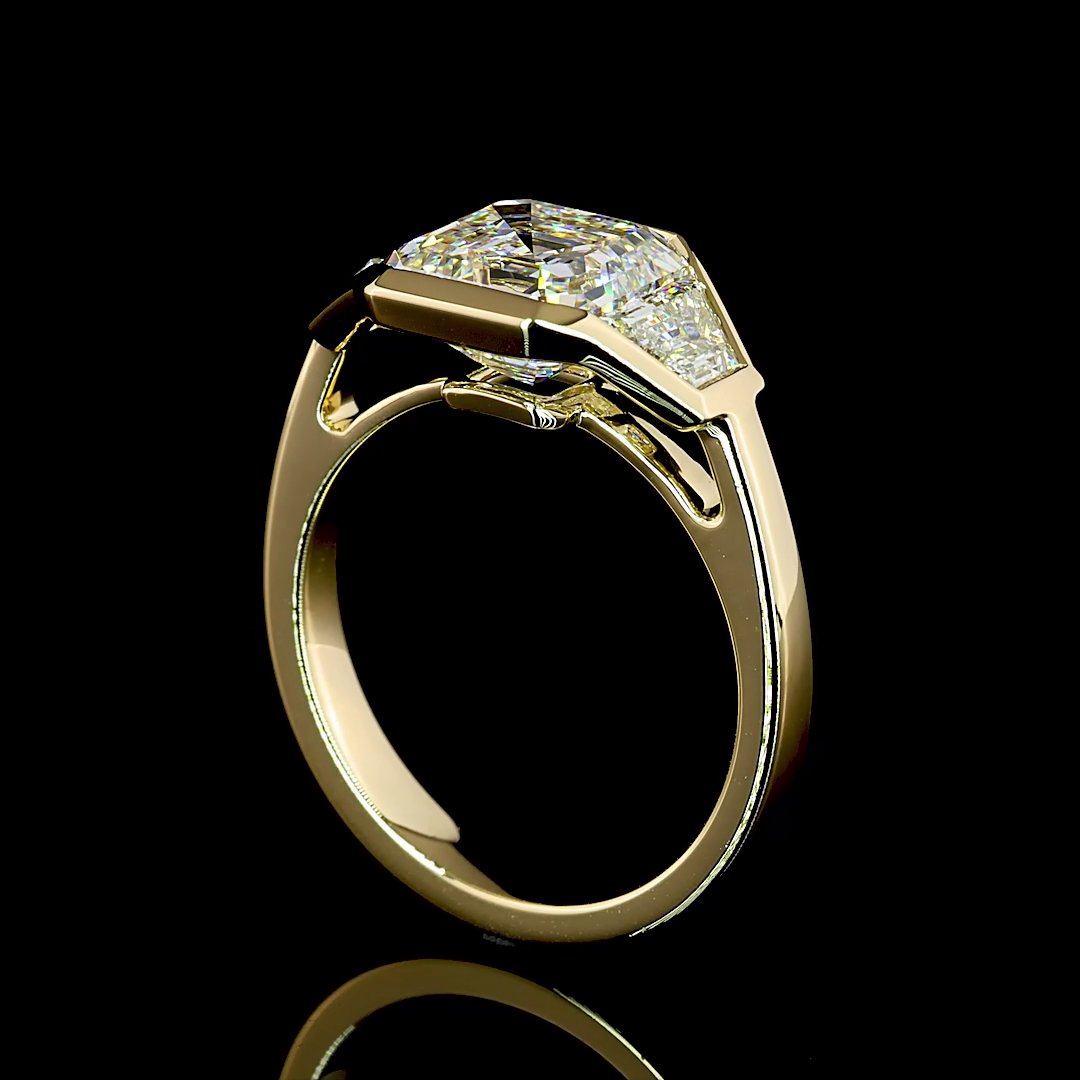 3ct Asscher Diamond 3-Stone Engagement Ring