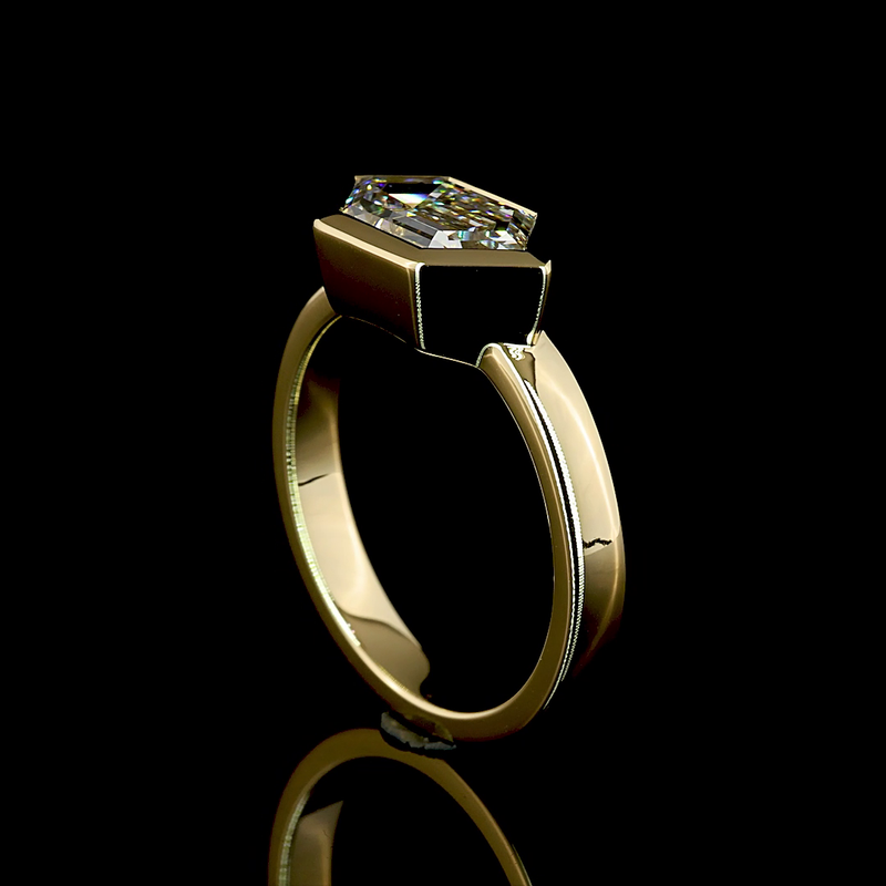 2ct Step Marquise Diamond Solitaire Engagement Ring