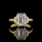 2ct Emerald Half Bezel Diamond Three Stone Engagement Ring