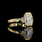 2ct Emerald Half Bezel Diamond Three Stone Engagement Ring
