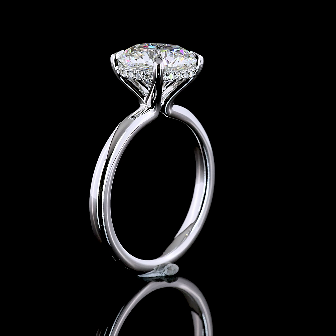 3ct Round Diamond Hidden Halo Engagement Ring