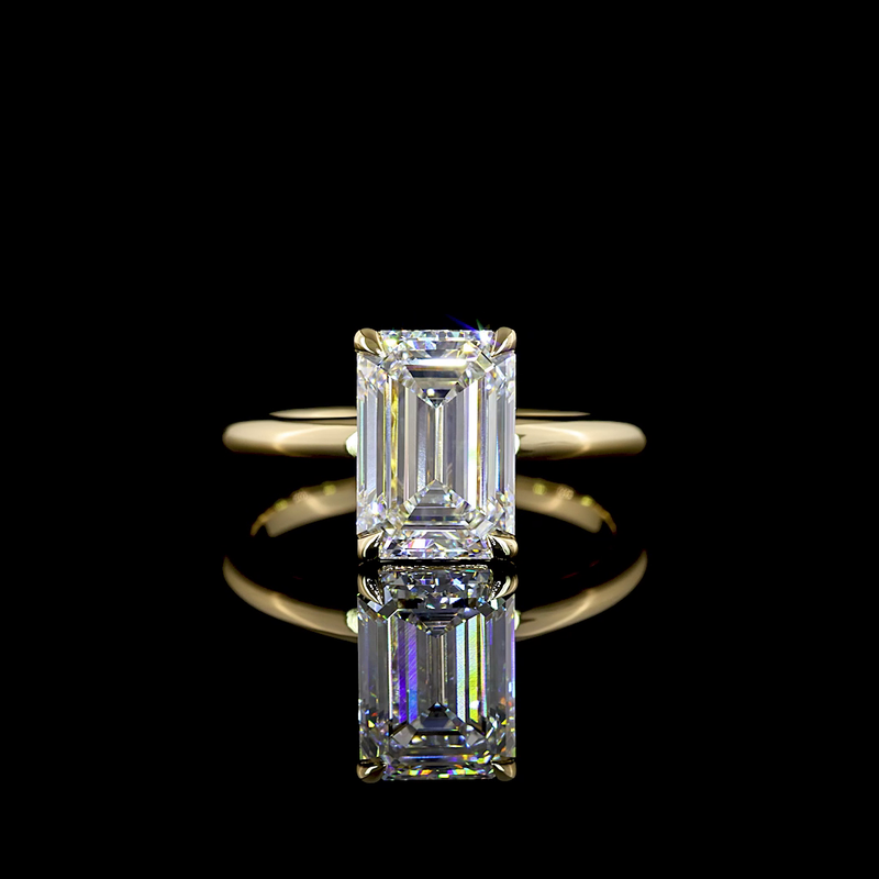 3ct Emerald Diamond Solitaire Engagement Ring