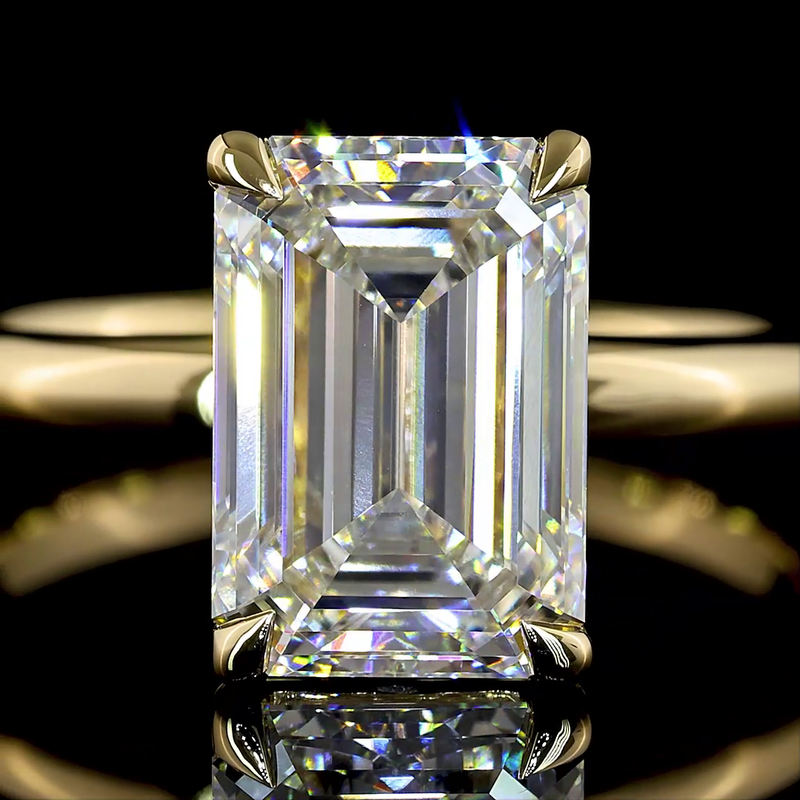 3ct Emerald Diamond Solitaire Engagement Ring