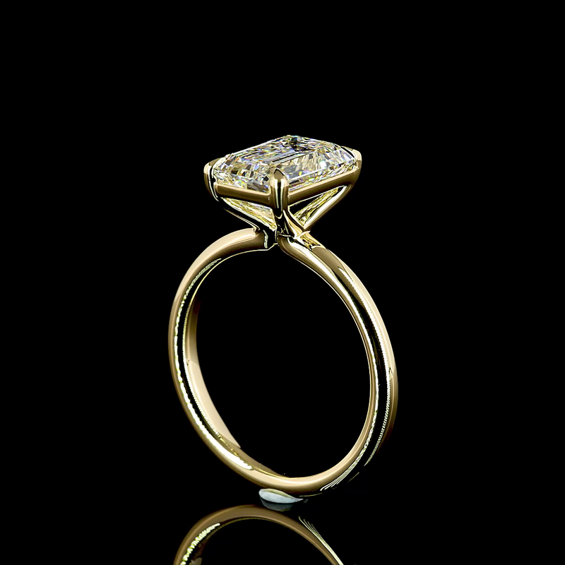 3ct Emerald Diamond Solitaire Engagement Ring