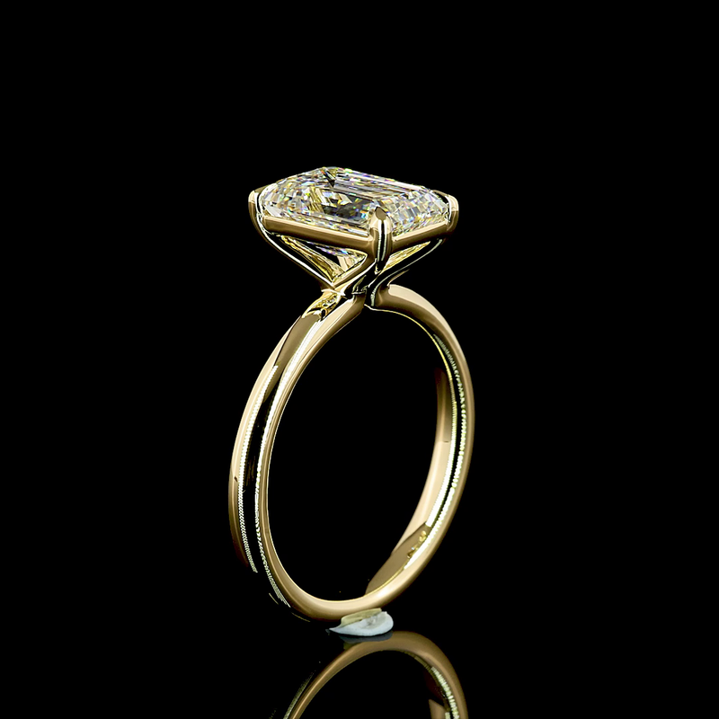 3ct Emerald Diamond Solitaire Engagement Ring