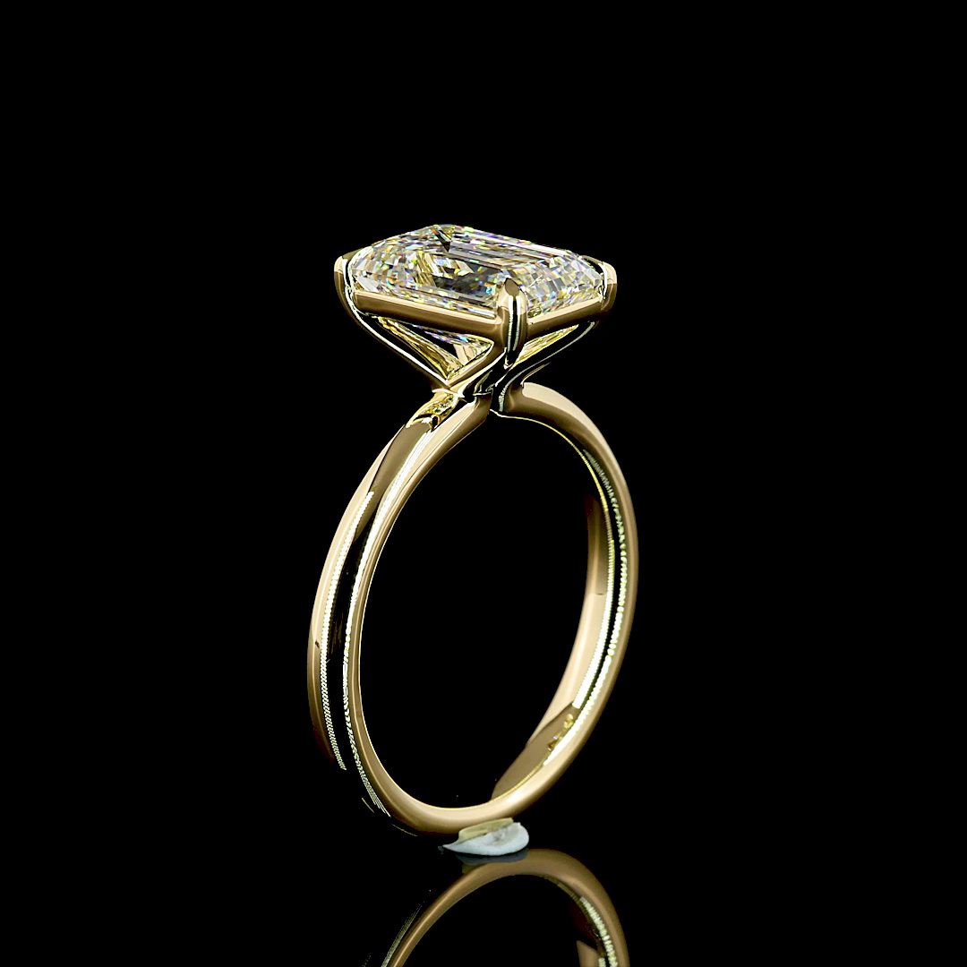 3ct Emerald Diamond Solitaire Engagement Ring