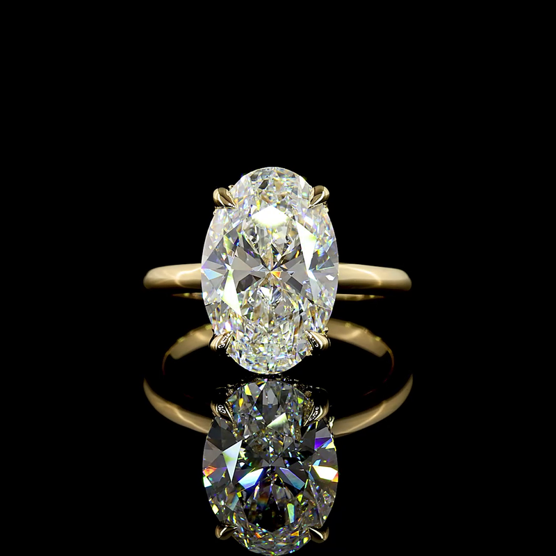 5ct Oval Diamond Hidden Halo Engagement Ring