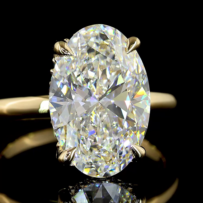 5ct Oval Diamond Hidden Halo Engagement Ring