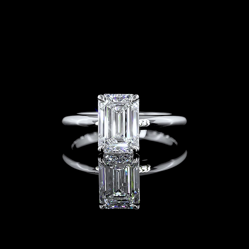 2ct Emerald Diamond Solitaire Engagement Ring