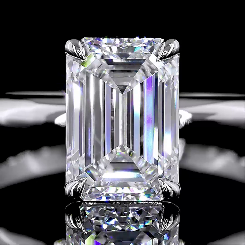 2ct Emerald Diamond Solitaire Engagement Ring