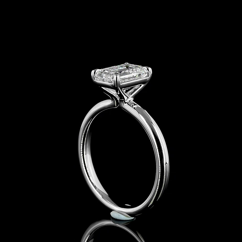 2ct Emerald Diamond Solitaire Engagement Ring