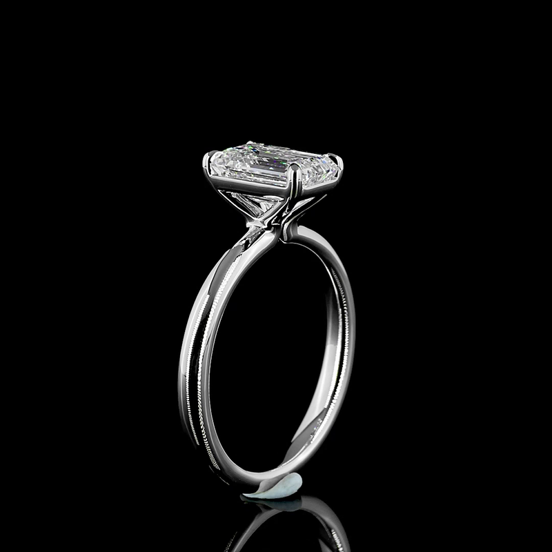 2ct Emerald Diamond Solitaire Engagement Ring