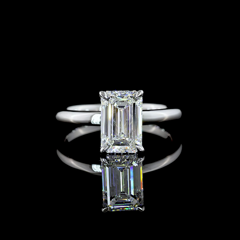 2ct Emerald Diamond Hidden Halo Engagement Ring