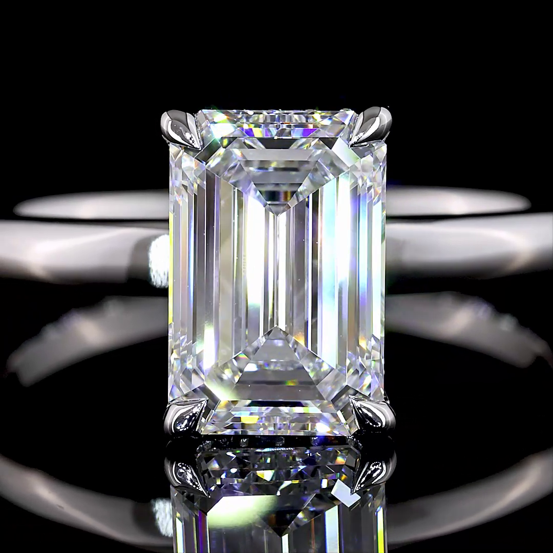 2ct Emerald Diamond Hidden Halo Engagement Ring