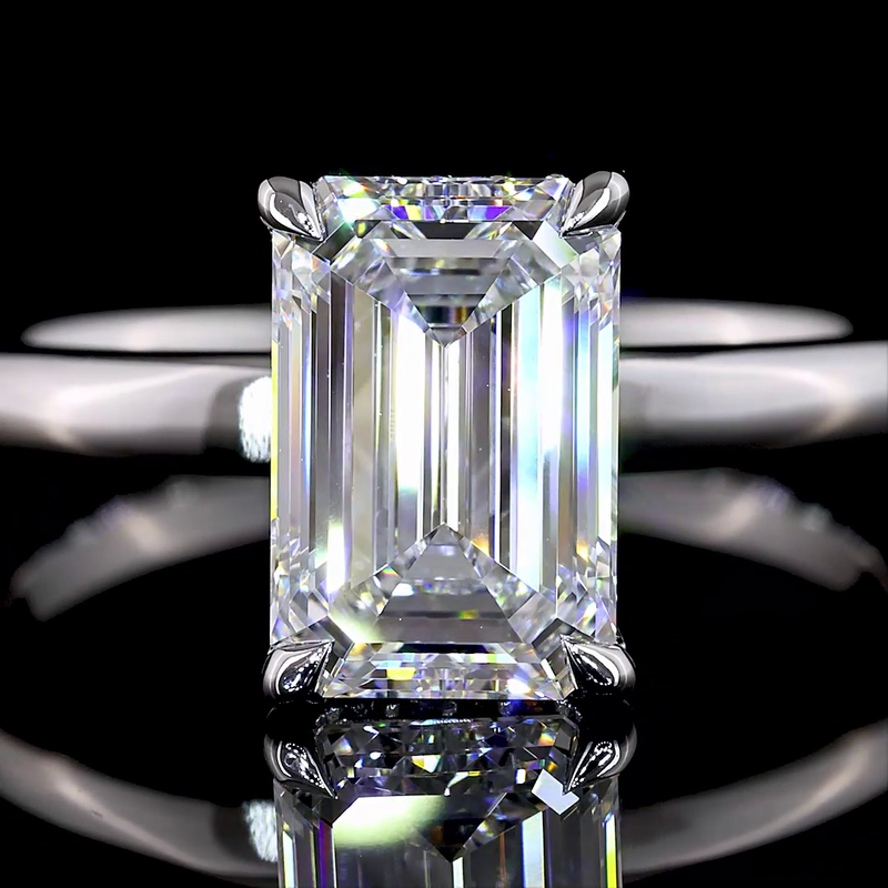 2ct Emerald Diamond Hidden Halo Engagement Ring