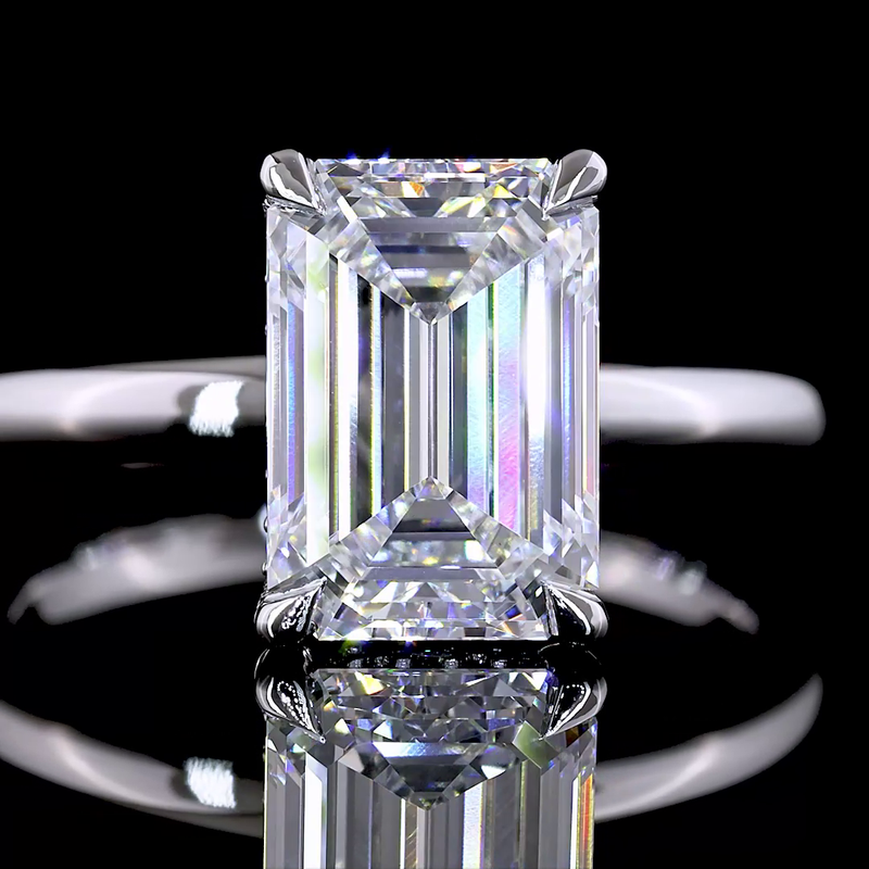 3ct Emerald Diamond Hidden Halo Engagement Ring