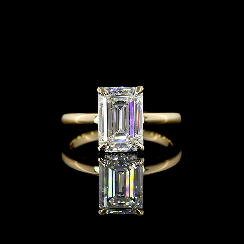 3ct Emerald Diamond Hidden Halo Engagement Ring