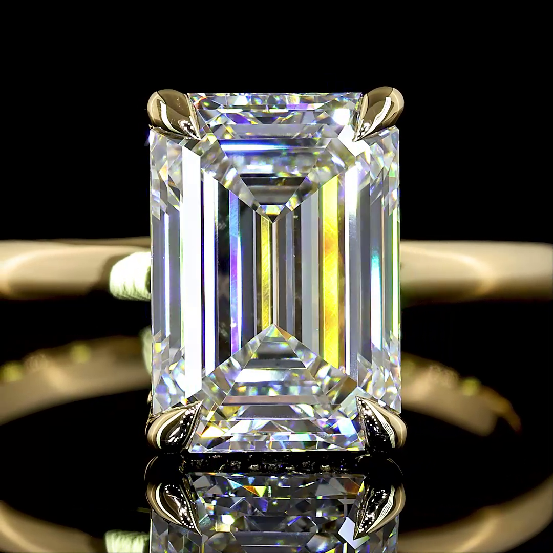 3ct Emerald Diamond Hidden Halo Engagement Ring