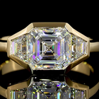 2ct Asscher Diamond 3-Stone Engagement Ring