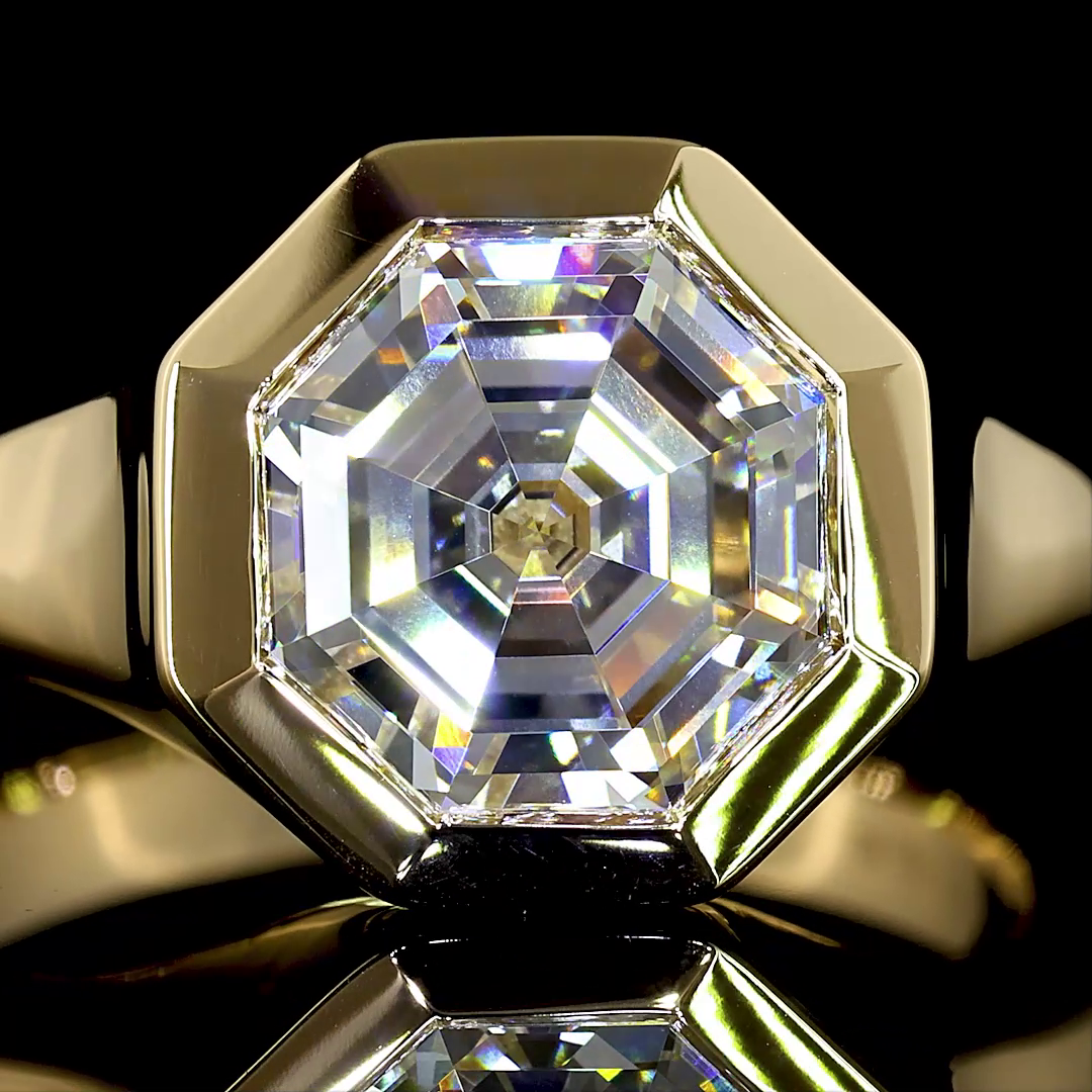 3ct Octagon Diamond Solitaire Engagement Ring