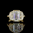 4ct Half Bezel Emerald Three Stone Engagement Ring