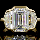 4ct Half Bezel Emerald Three Stone Engagement Ring