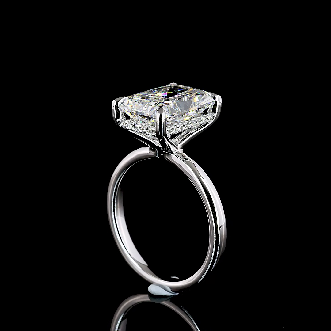5ct Radiant Diamond Hidden Halo Engagement Ring