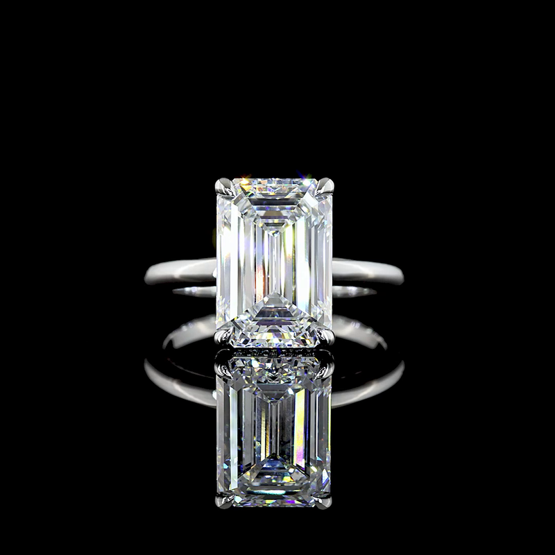 5ct Emerald Diamond Hidden Halo Engagement Ring