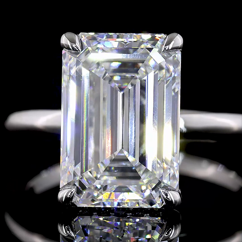 5ct Emerald Diamond Hidden Halo Engagement Ring