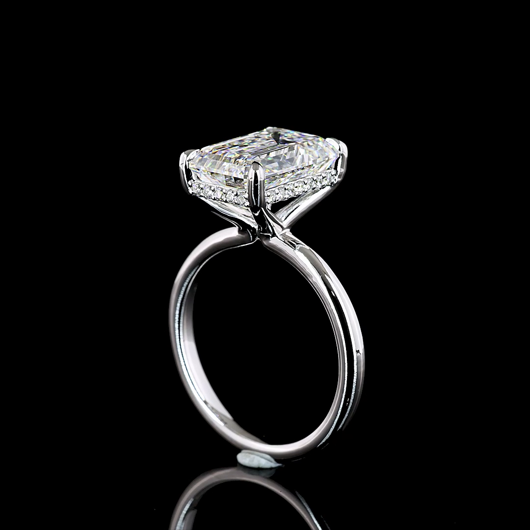 5ct Emerald Diamond Hidden Halo Engagement Ring