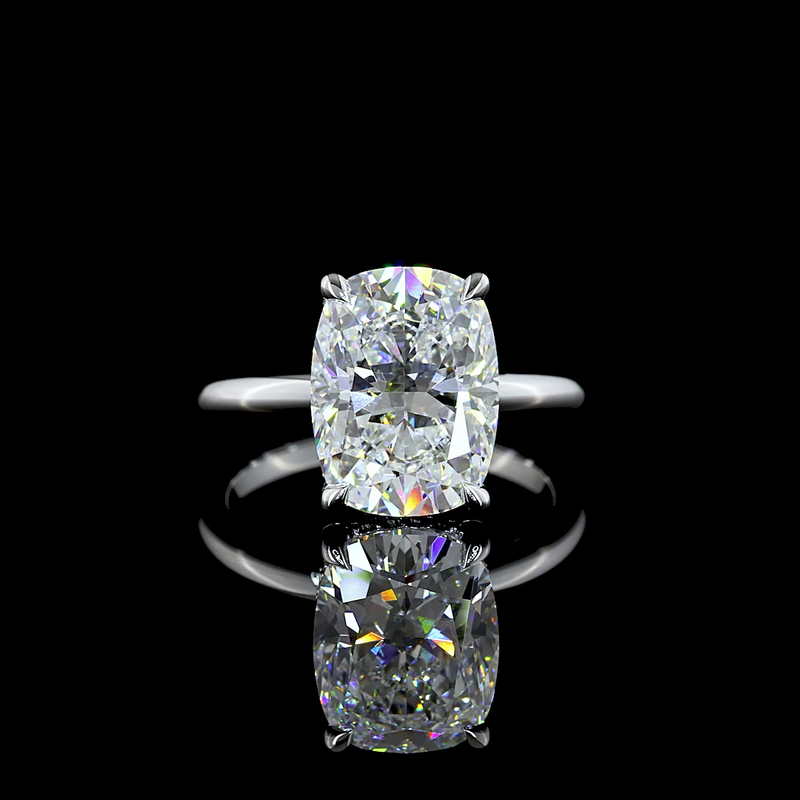 5ct Cushion Diamond Hidden Halo Engagement Ring