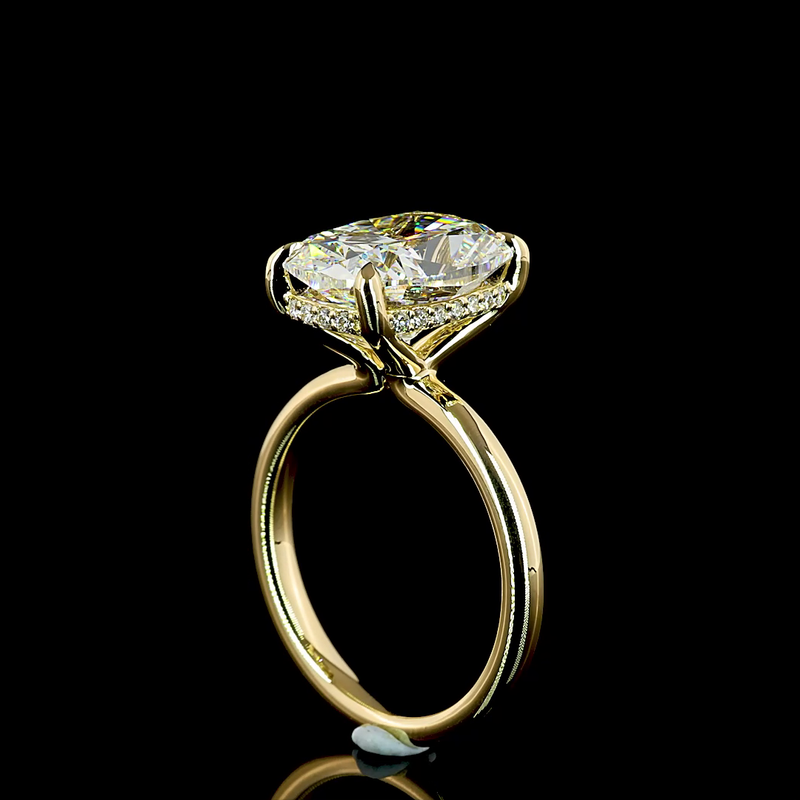 5ct Cushion Diamond Hidden Halo Engagement Ring