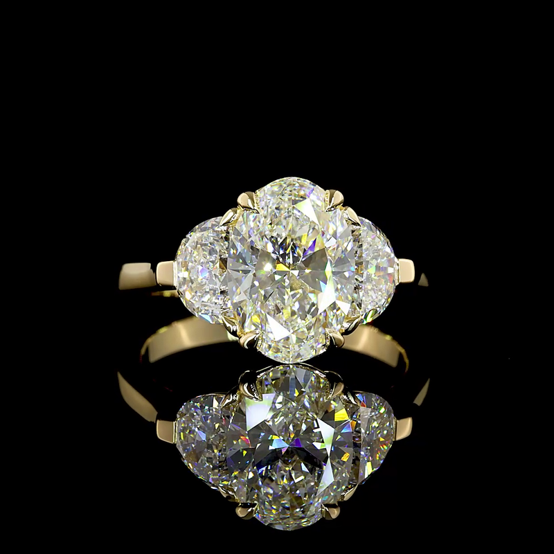 3ct Oval Diamond Three Stone Engagement Ring