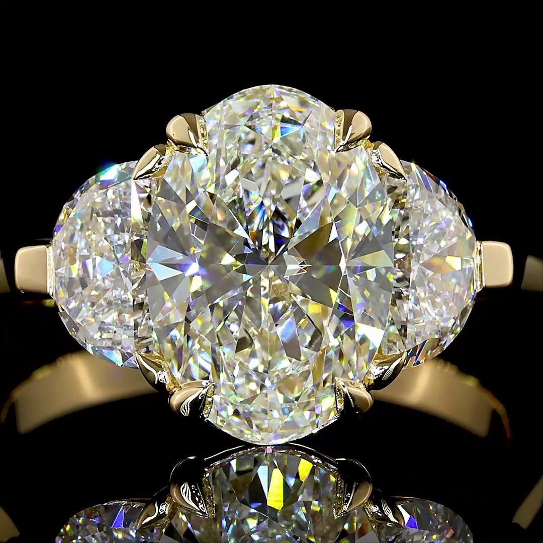 3ct Oval Diamond Three Stone Engagement Ring