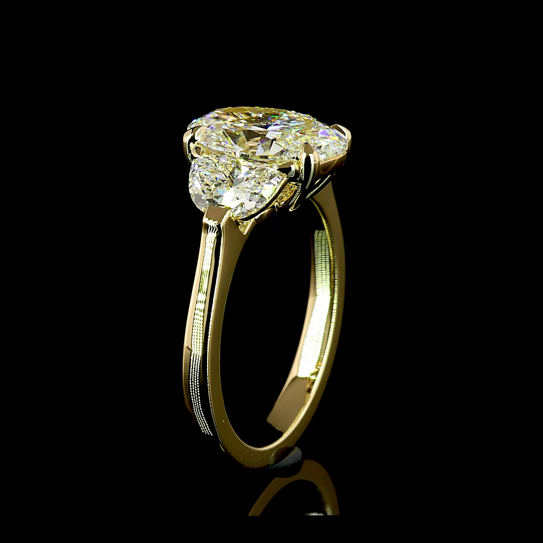 3ct Oval Diamond Three Stone Engagement Ring