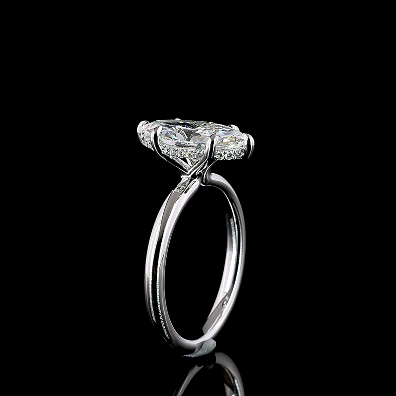 2ct Marquise Diamond Hidden Halo Engagement Ring